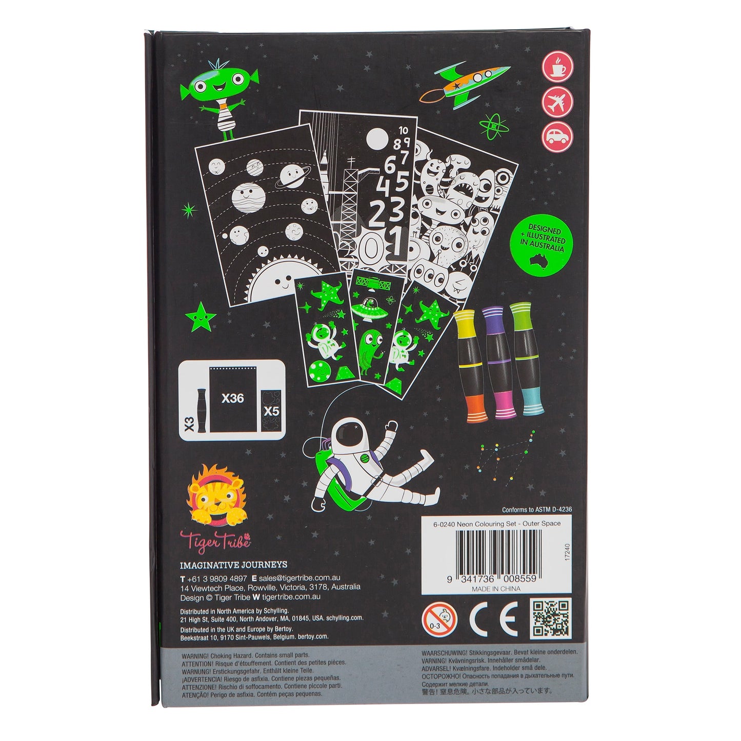 Neon Outer Space Coloring Set