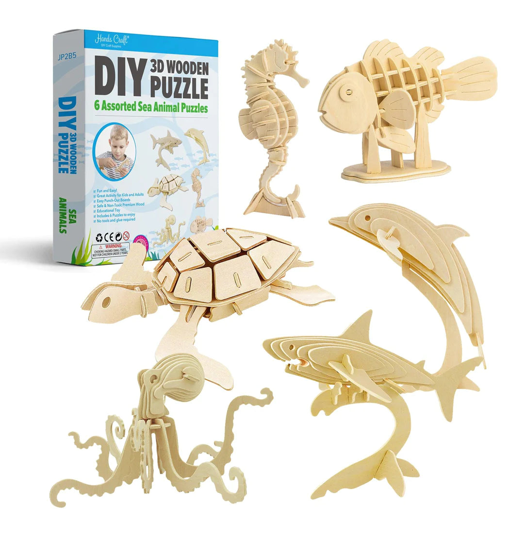 DIY 3D Wooden Puzzle: Sea Animals