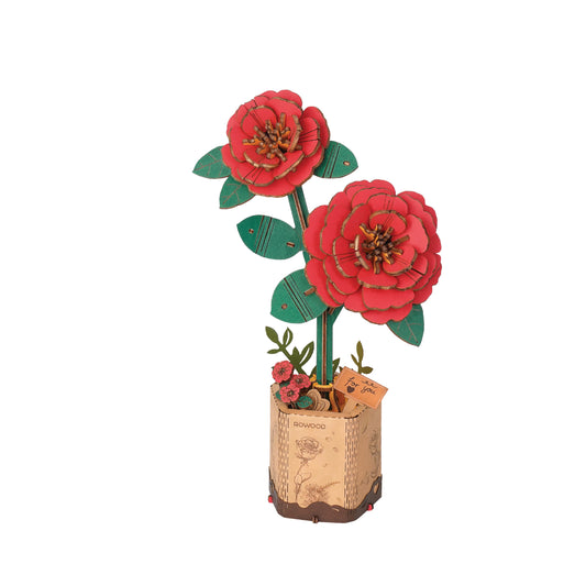 Wooden Puzzle: Red Camellia